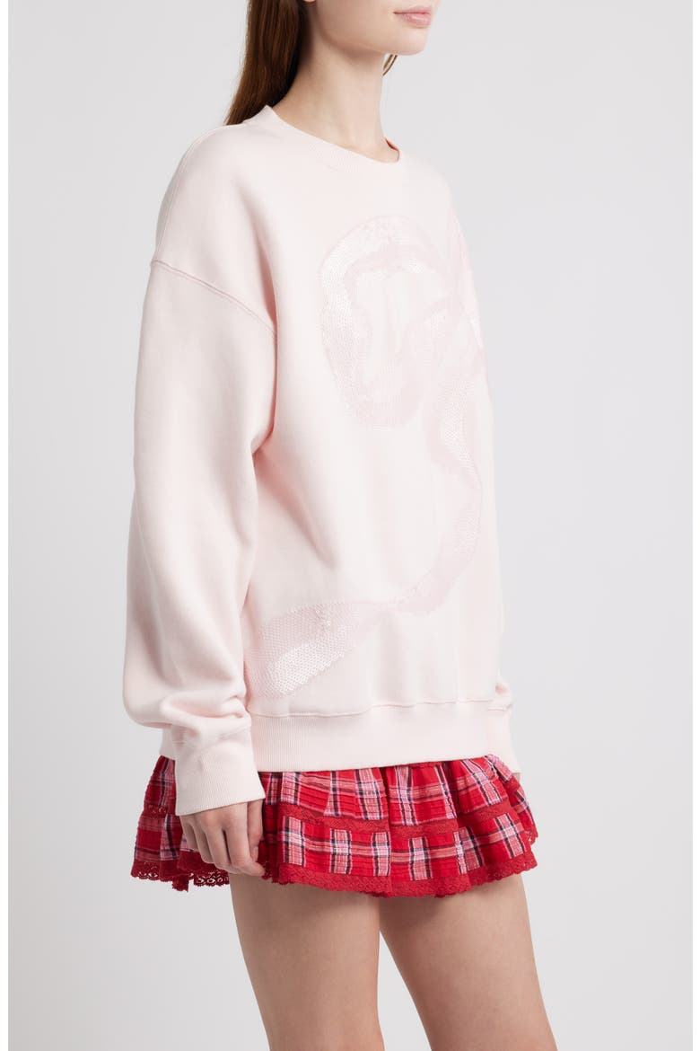 Palo Sequin Embellished Cotton Blend Sweatshirt, Alternate, color, WISTFUL PINK