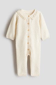 H&M Textured-knit Cotton Romper Suit