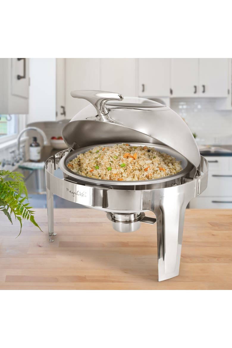 6.3 Quart Round Stainless Steel Chafing Dish, Alternate, color, Silver