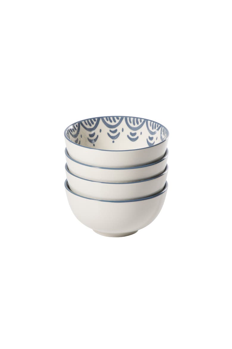 Valencia Flor 4 Piece Stoneware Cereal Bowl Set, Alternate, color, Iris Blue