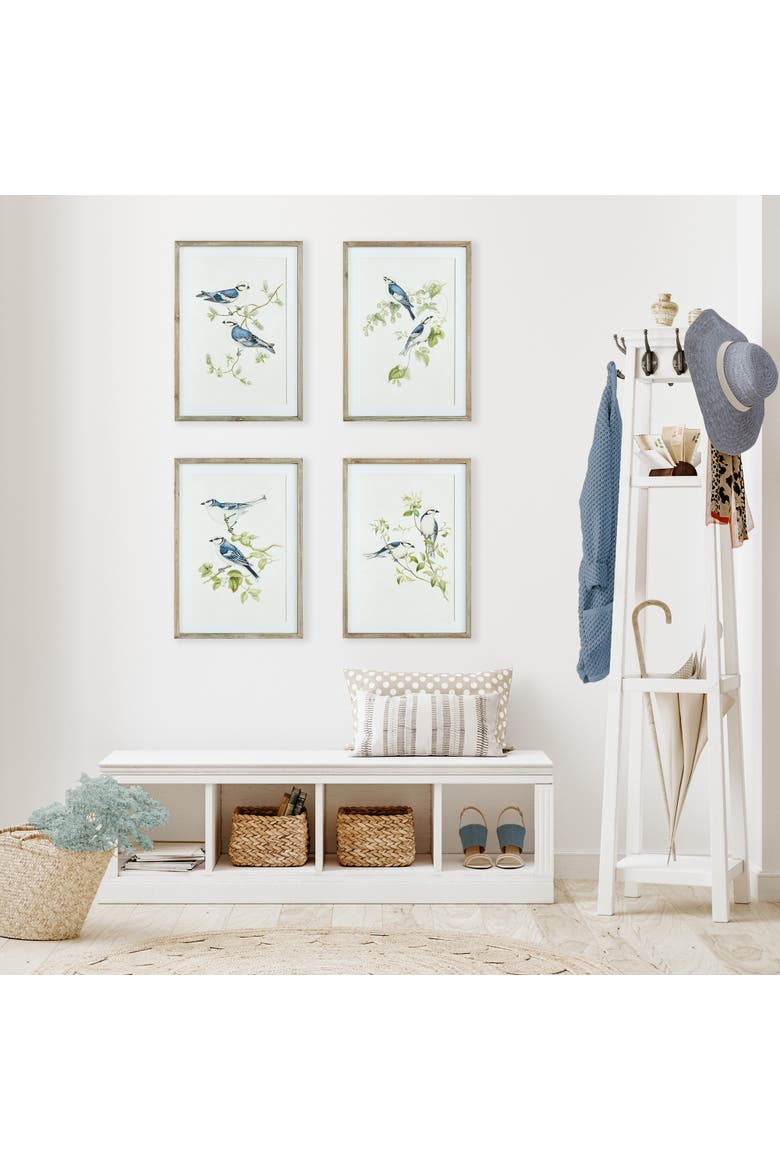 Blue Birds Prints Set of 4, Alternate, color, Blue