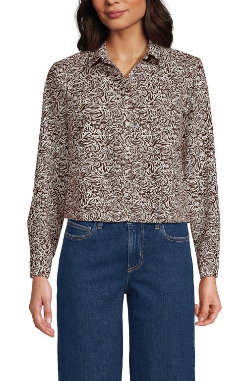 Lands' End No Iron Boxy Cropped Shirt In Gray