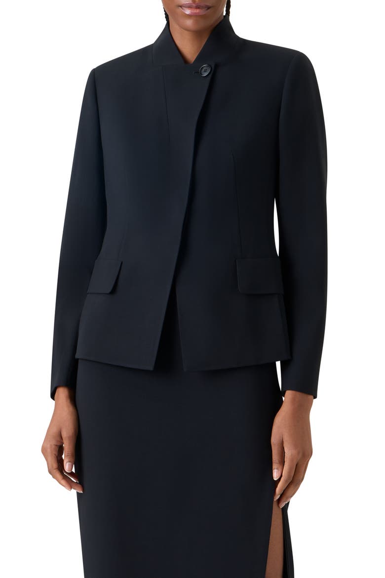 Kay Asymmetric Wool Blend Double Face Jacket, Main, color, BLACK