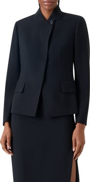 Akris Kay Asymmetric Wool Blend Double Face Jacket