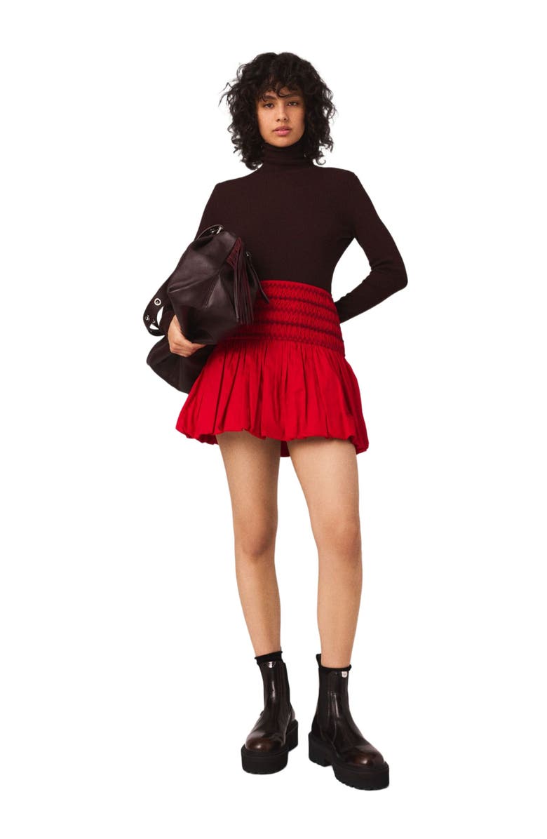 maje Wool and silk sweater, Main, color, Brown