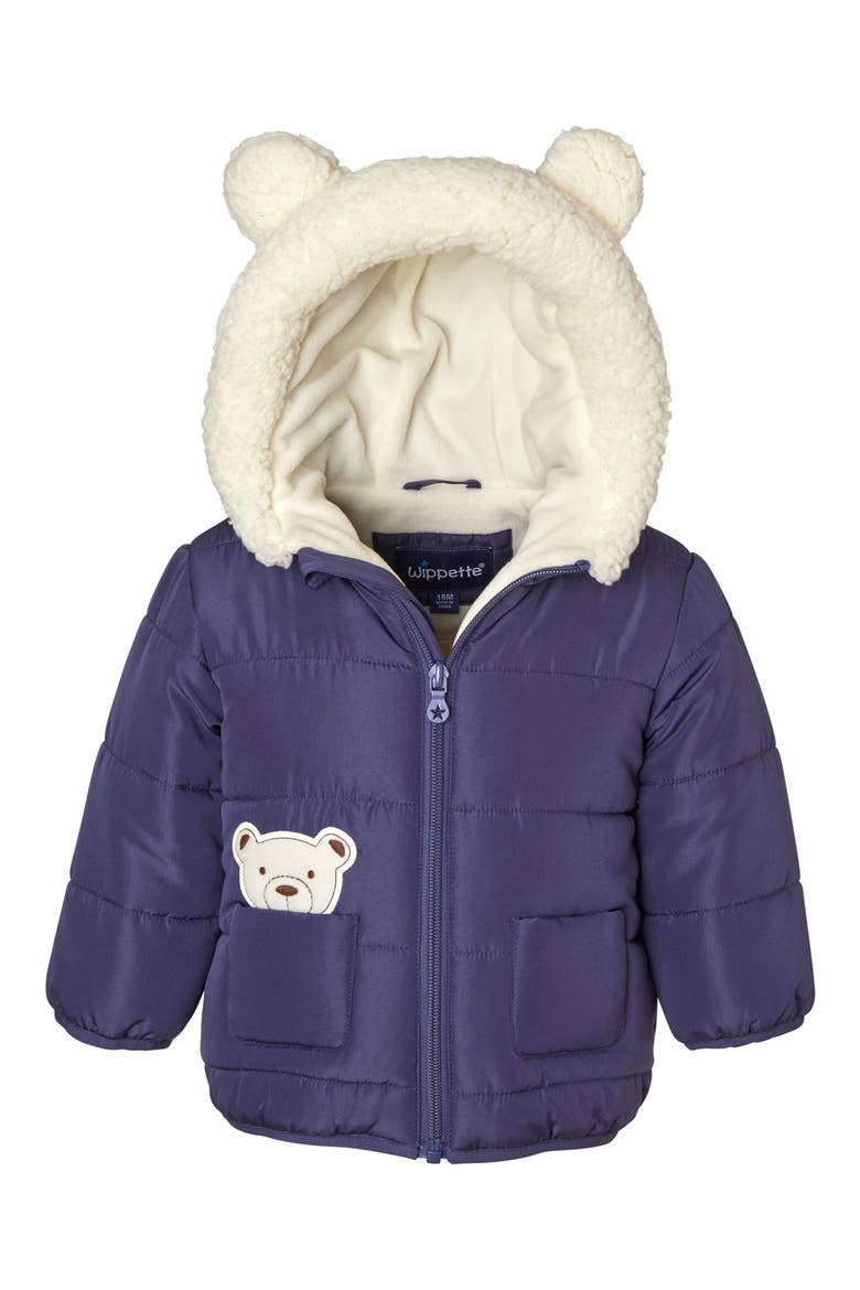 3D Bear Quilted Puffer Jacket, Main, color, NAVY