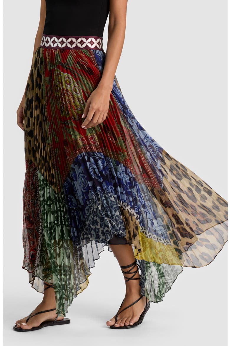 Katz Pleated Maxi Handkerchief Hem Skirt, Alternate, color, OFF THE GRID LG