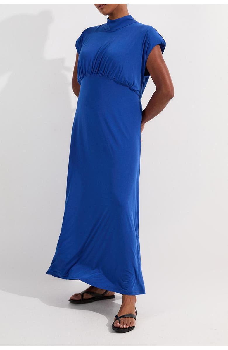 Karen Millen Jersey Short Sleeve Maxi Dress, Alternate, color, Cobalt