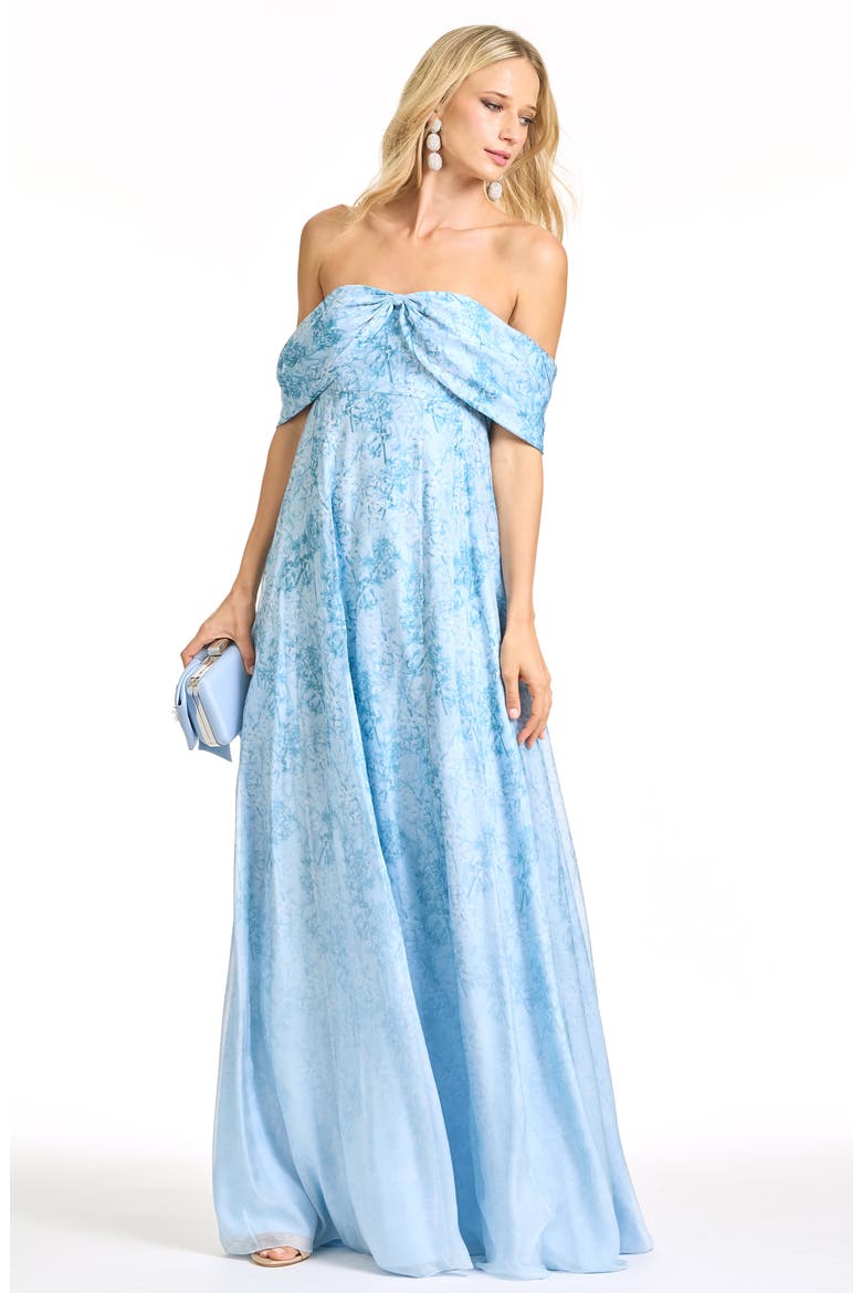 Kennedy Floral Print Off the Shoulder Gown, Alternate, color, CEYLON BOUQUET