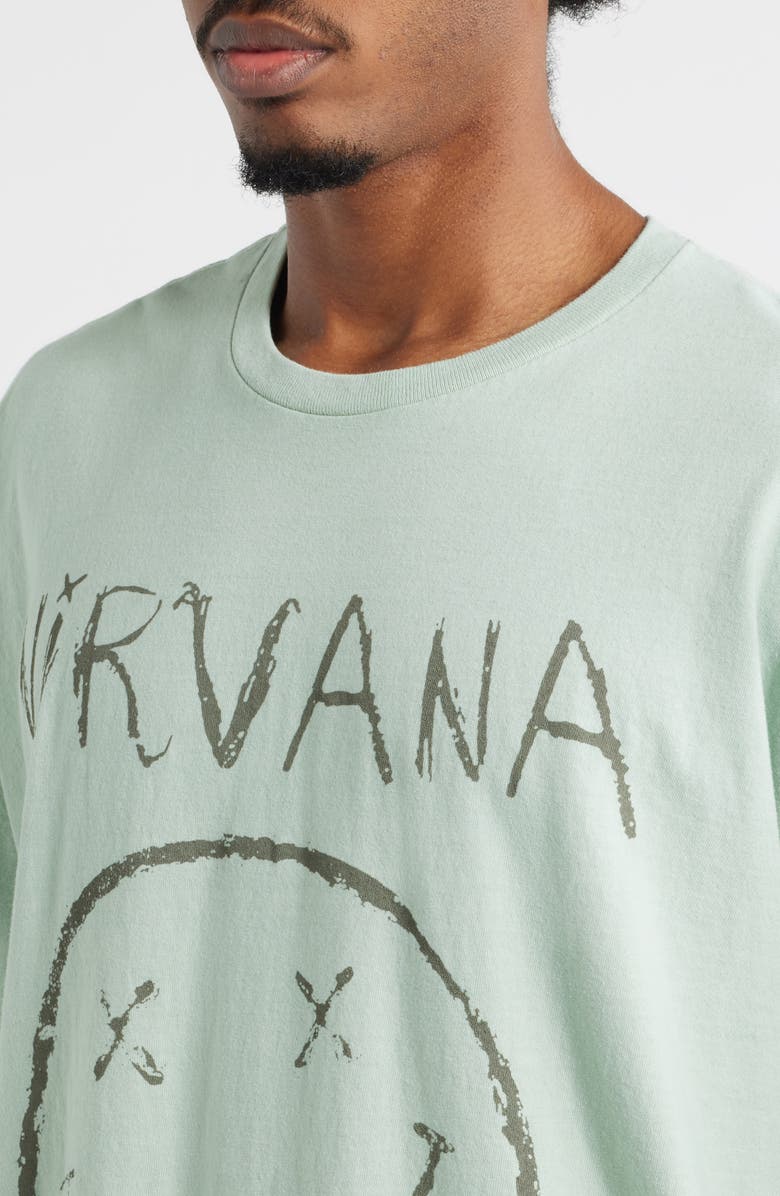 Merch Traffic Nirvana Smiley Live Graphic T-Shirt, Alternate, color, Green