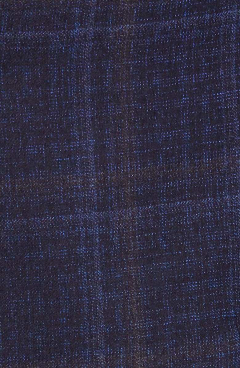 Emporio Armani Plaid Virgin Wool Blazer, Alternate, color, Solid Medium Blue