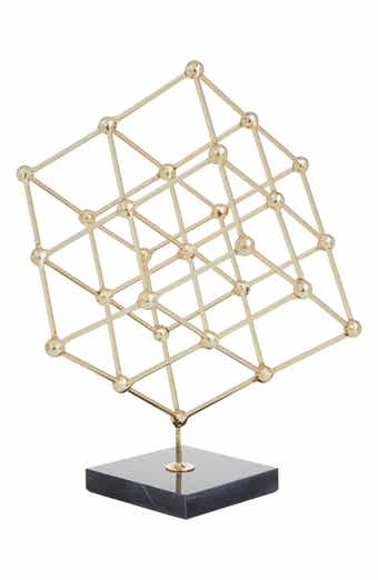 VIVIAN LUNE HOME Goldtone Geometric Sculpture with Black Marble Base