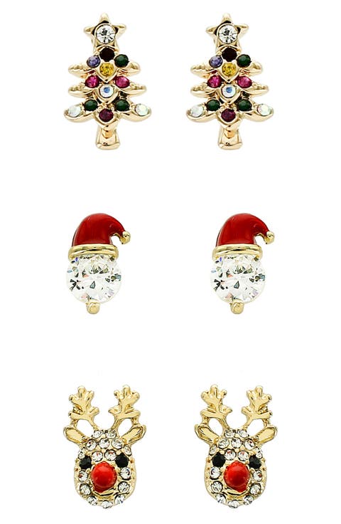 Assorted Set of 3 Christmas Stud Earrings