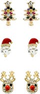 Panacea Assorted Set of 3 Christmas Stud Earrings