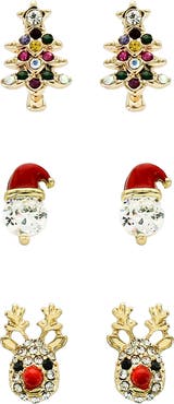 Panacea Assorted Set of 3 Christmas Stud Earrings
