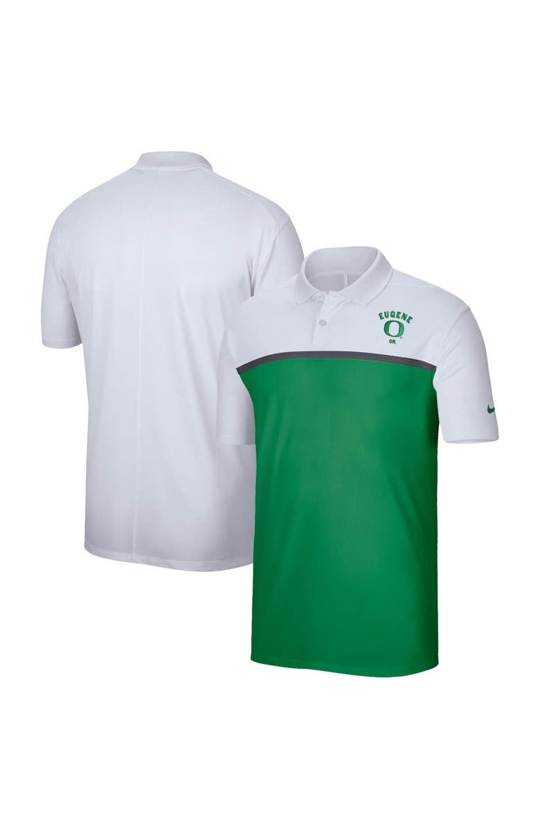 Nike Men's Nike White/Green Oregon Ducks Color Block Victory Performance Polo, Main, color, 
