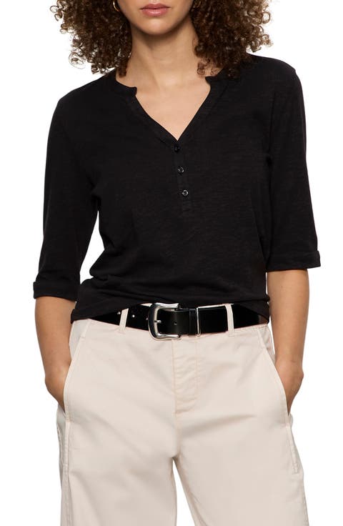 Rolled Sleeve V-Neck T-Shirt