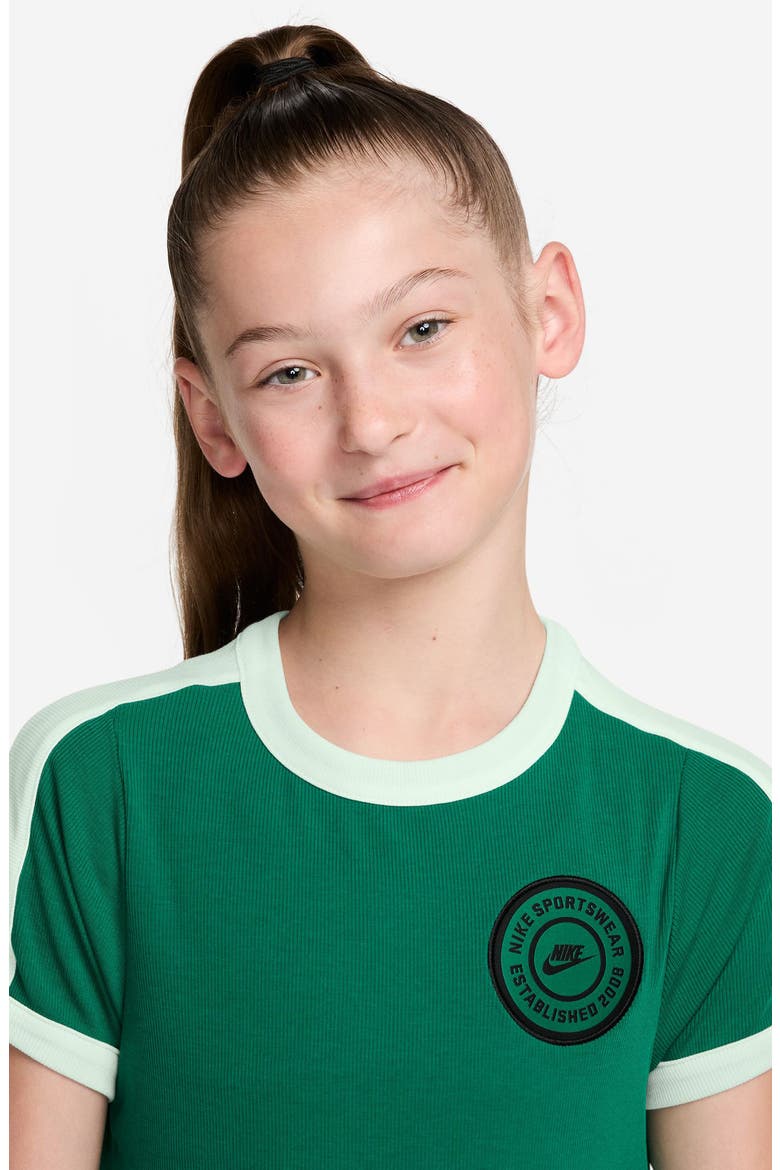Kids' Sportswear Ringer T-Shirt, Alternate, color, 365 MALACHITE/BRL GREEN/BLACK