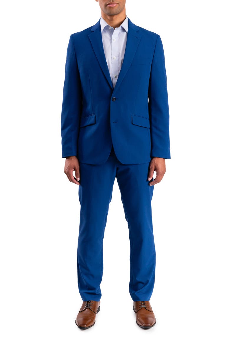 Bi-Stretch Solid 2-Piece Suit, Main, color, BLUE
