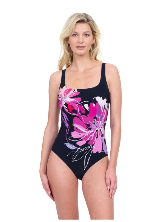Water Lily Square Neck One Piece Swimsuit