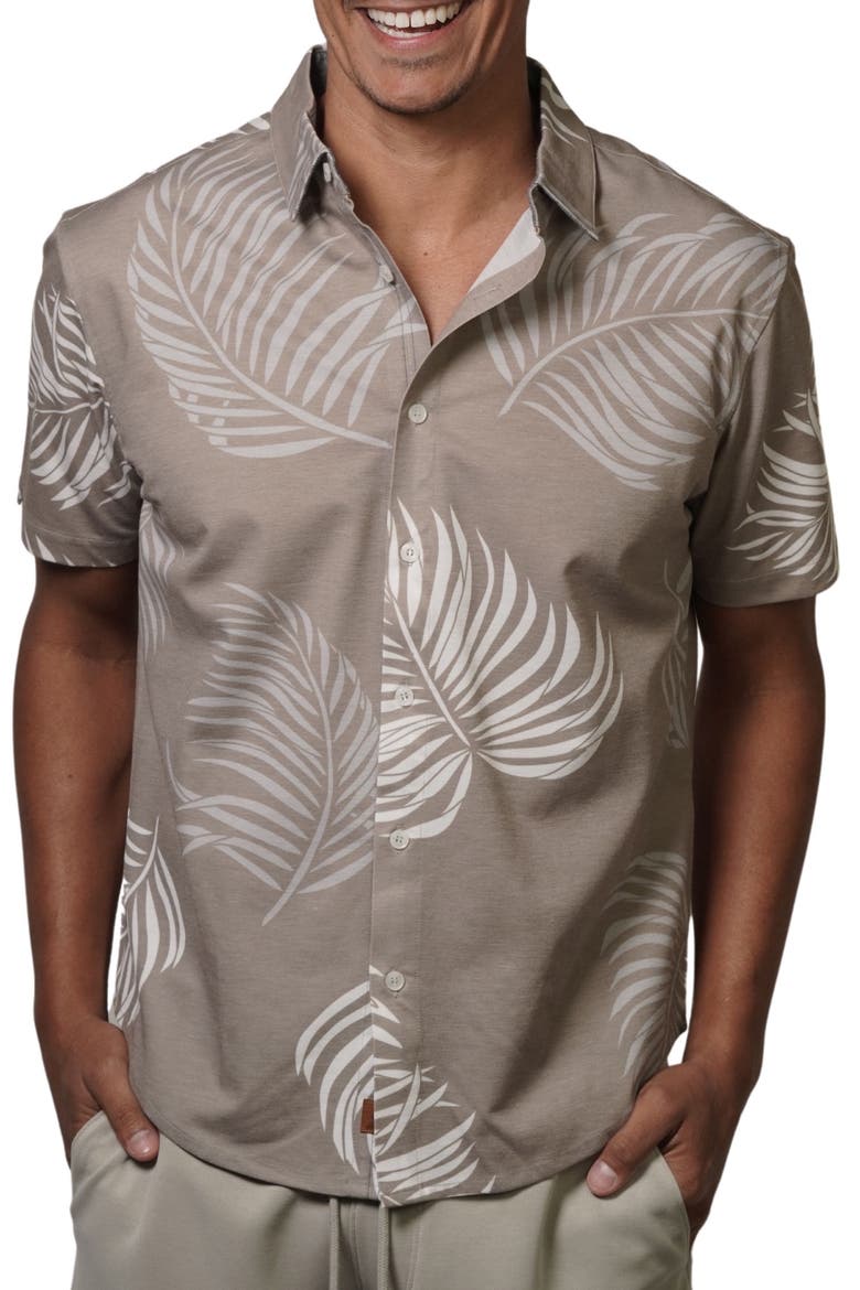 Wilshire Tradewinds Short Sleeve Button-Up Shirt, Main, color, BEACHWOOD