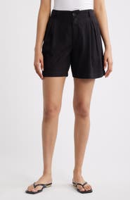 Cloth & Stone Linen Blend Pleat Shorts