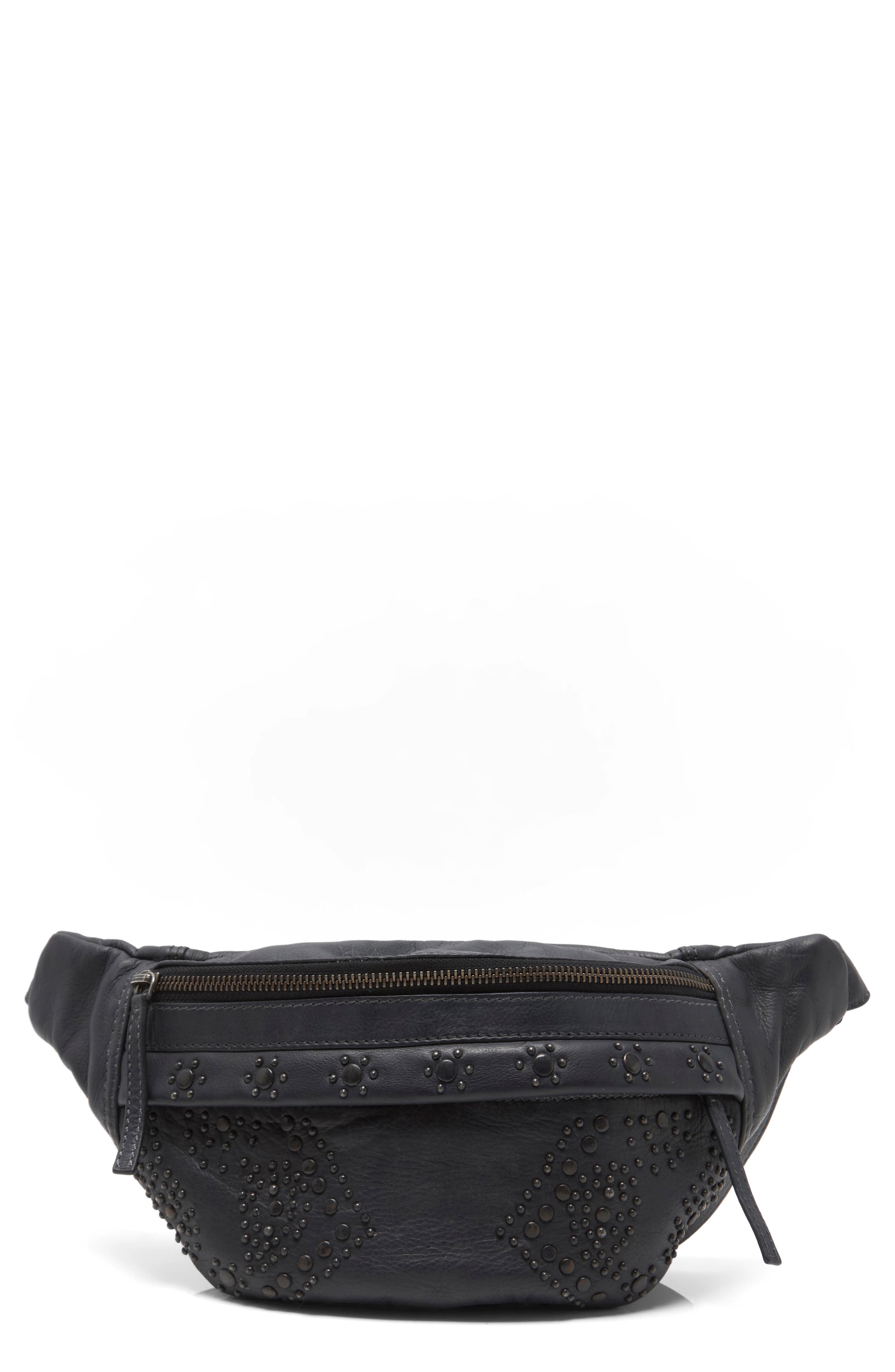 Ana Adorned Leather Sling Bag, Main, color, BLACK