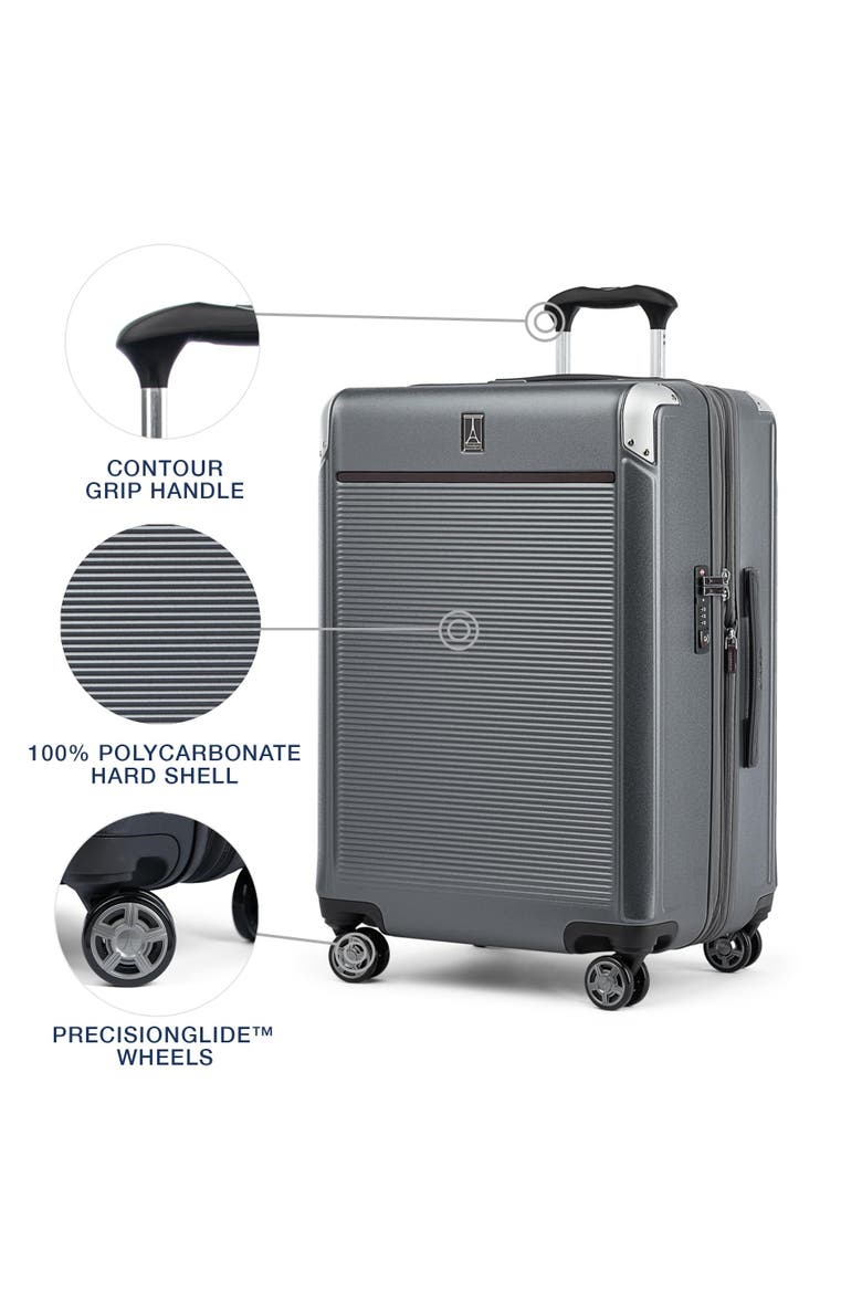 Platinum Elite Hardside Expandable 25" Medium Checked Spinner Luggage, Alternate, color, Vintage Grey