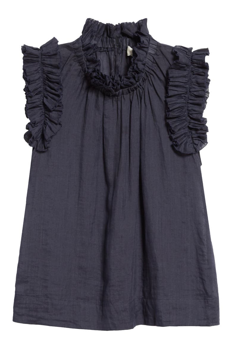 Lucy Ruffle Cotton Top, Alternate, color, NAVY