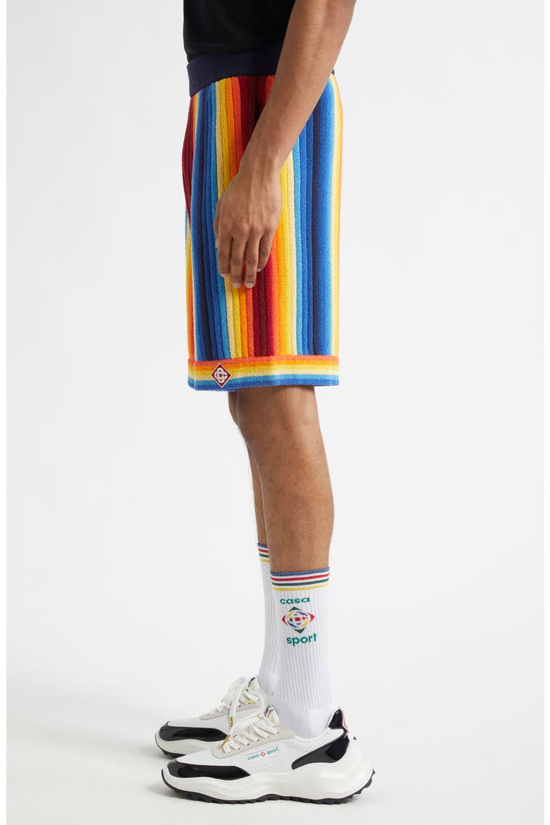 Gradient Stripe Terry Cloth Shorts, Alternate, color, BLUE MULTI