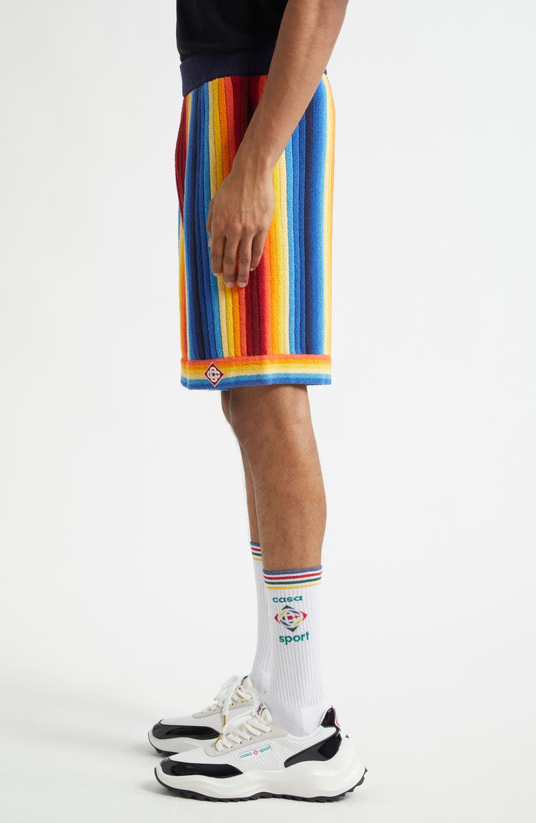 Casablanca Gradient Stripe Terry Cloth Shorts, Alternate, color, Blue Multi