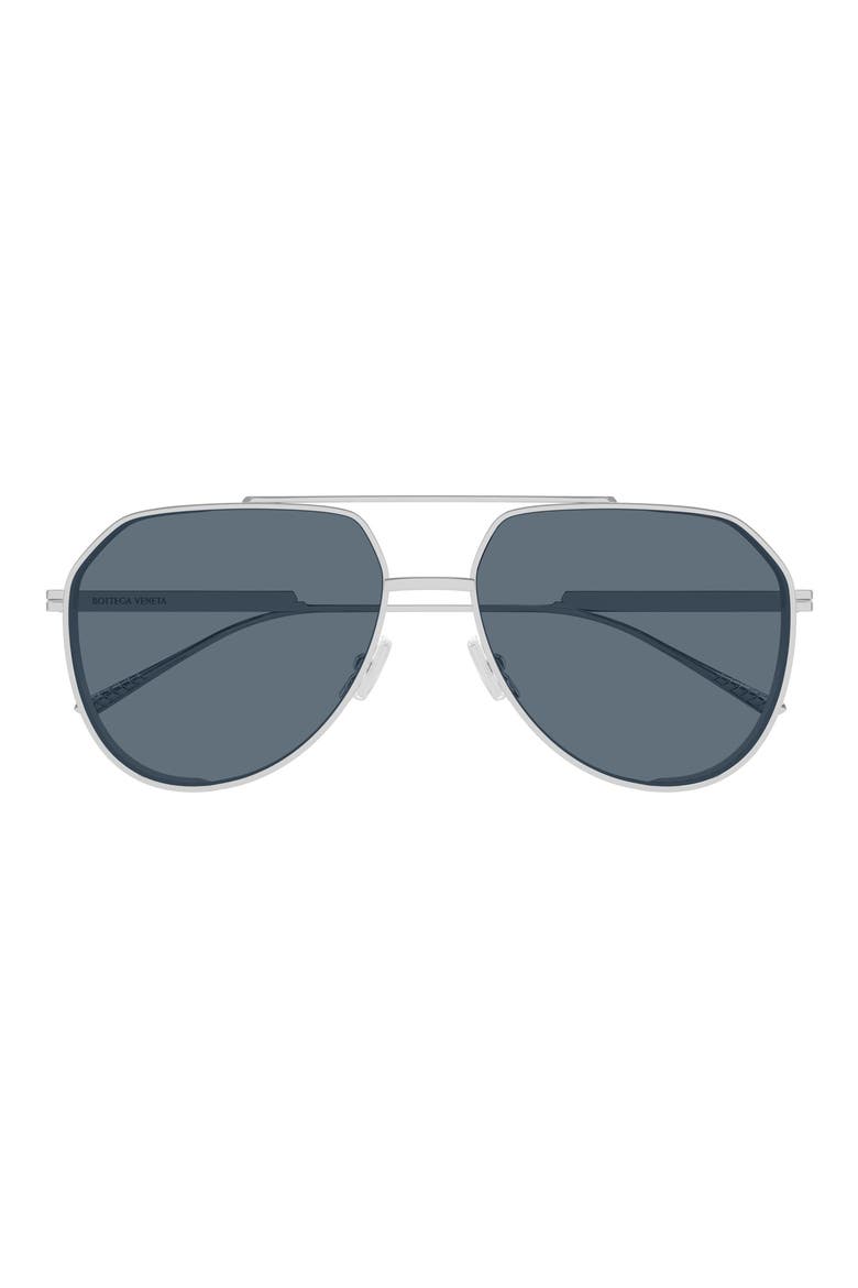 60mm Pilot Sunglasses, Main, color, SILVER