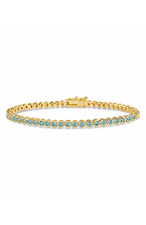 Helene Aquamarine Cubic Zirconia Bezel Bracelet