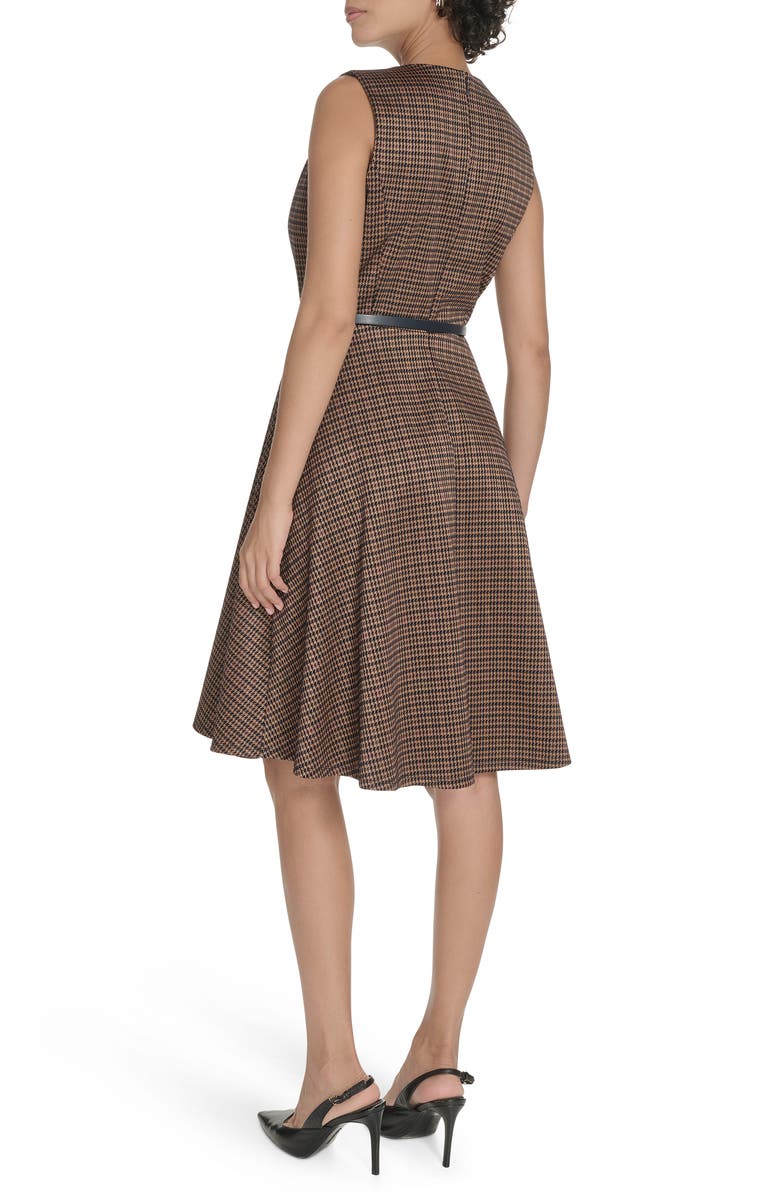 Tommy Hilfiger Houndstooth Sleeveless Belted Fit & Flare Dress, Alternate, color, Sky Captain Multi