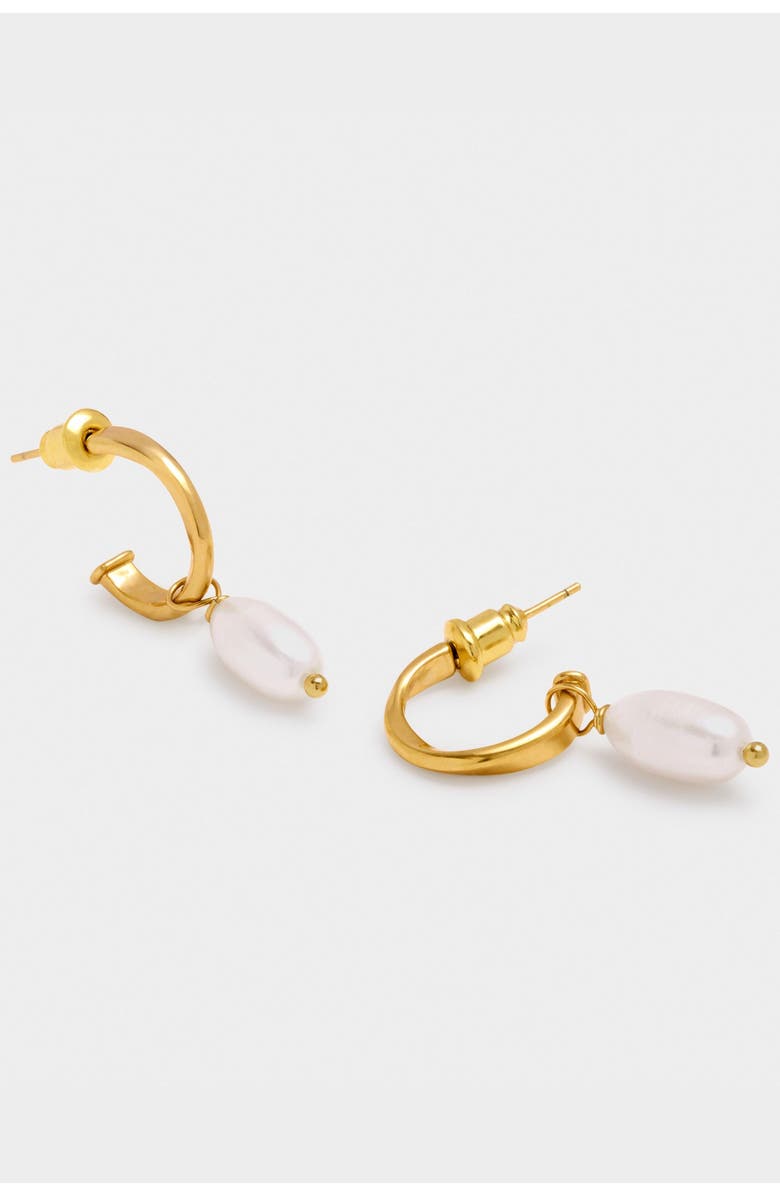 Katie Loxton Pearl Lustre Hoop Earrings in Pearl and Gold, Alternate, color, Pearl And Gold