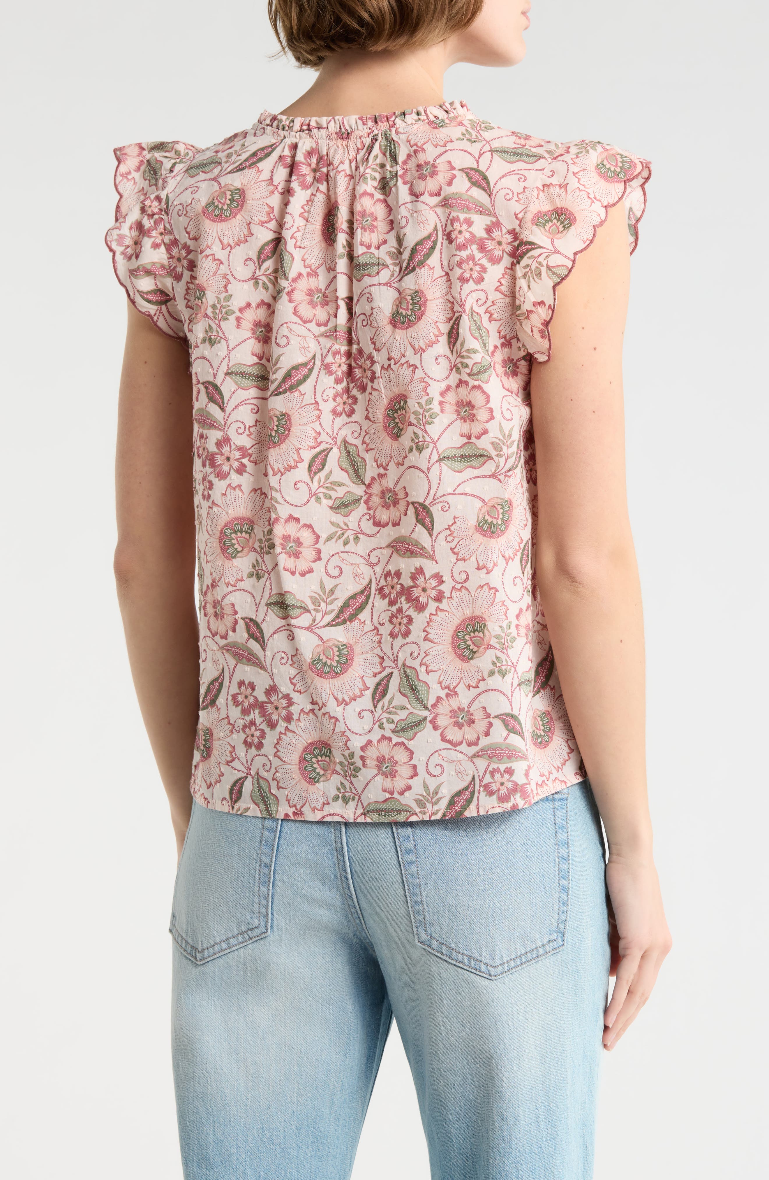 Floral Cap Sleeve Cotton Top - image 4