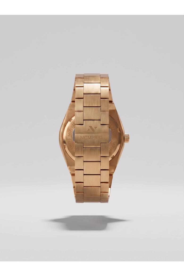 Elevate Link Rosé Swiss Quartz Bracelet Watch, 42MM, Alternate, color, Muted Rose Gold/