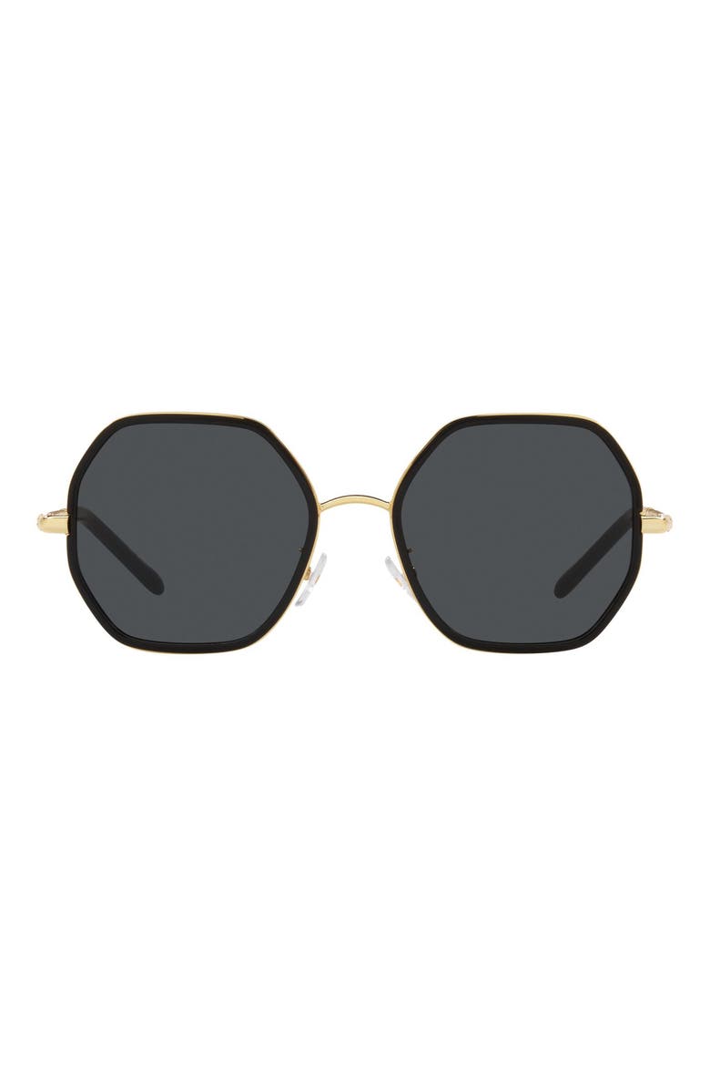 55mm Geometric Sunglasses, Main, color, BLACK