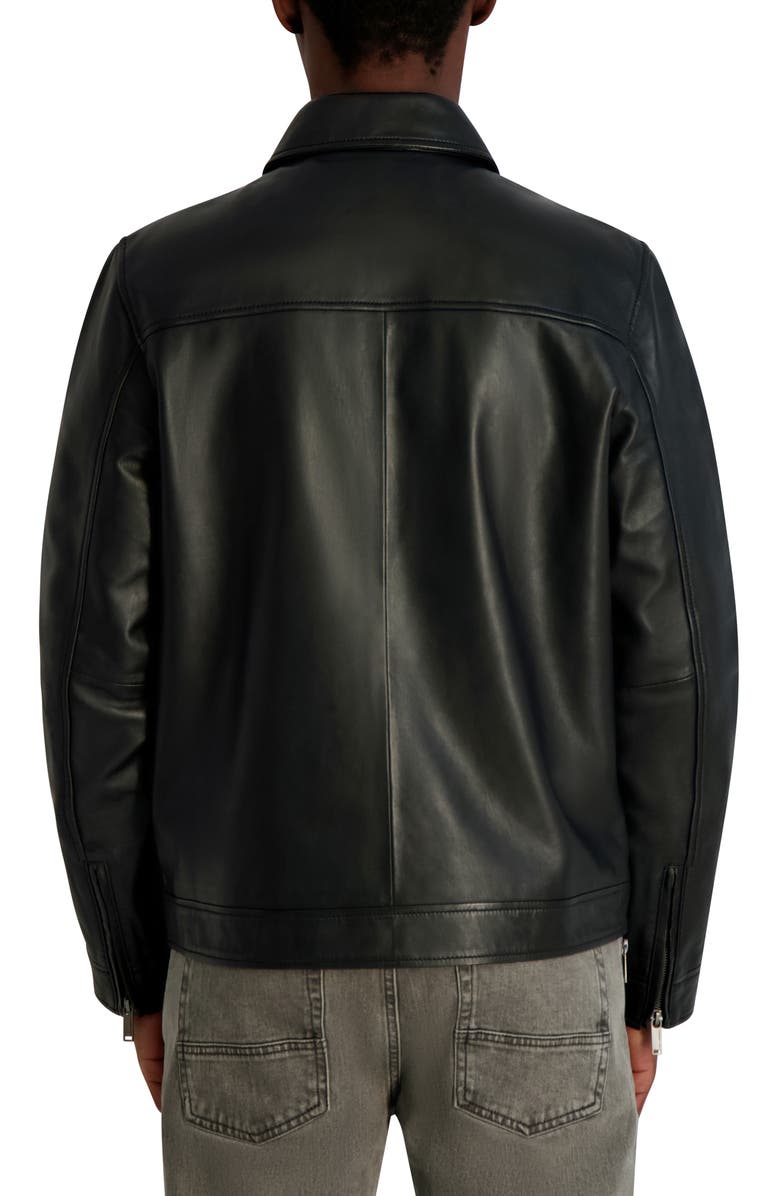KARL LAGERFELD Leather Zip Jacket, Alternate, color, Black