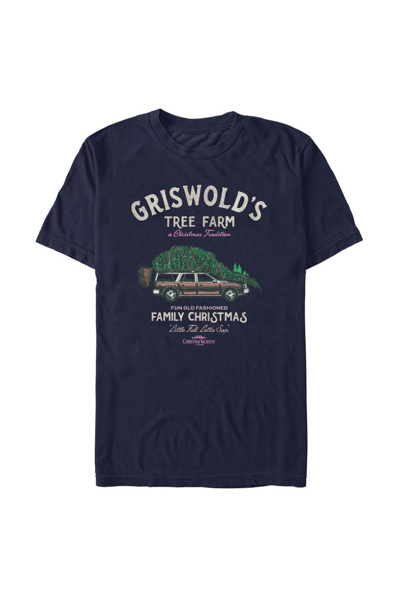 Men's Griswold Tree Farm Holiday Short Sleeve Graphic T-Shirt, Main, color, Navy Blue