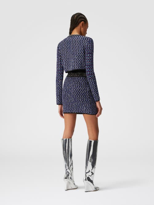 MISSONI MISSONI EMBOSSED ZIG ZAG CARDIGAN WITH SEQUINS 