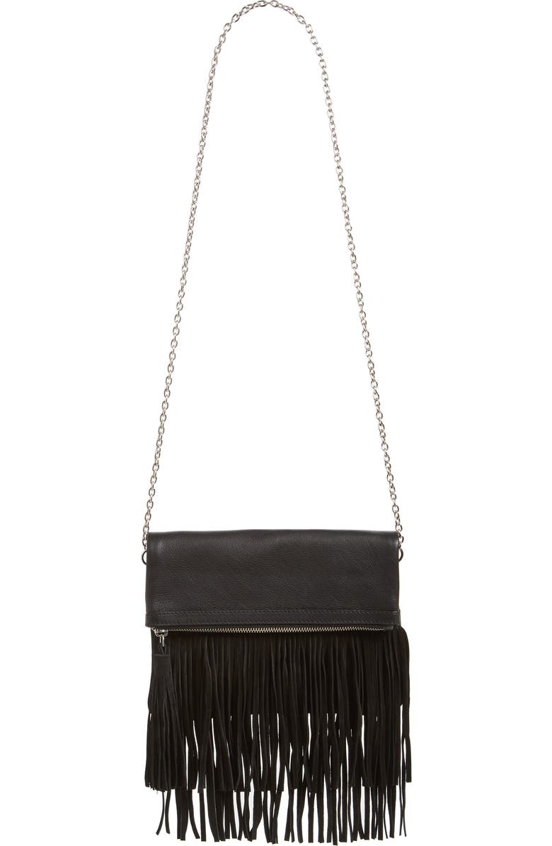 Ten79LA Fringe Leather Foldover Crossbody Bag, Alternate, color,
