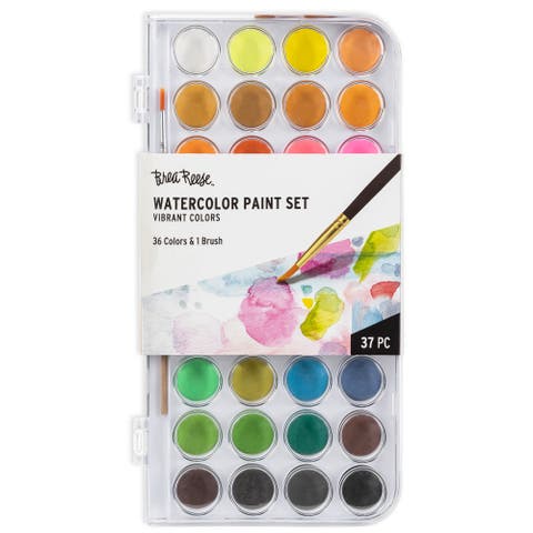 Vibrant Watercolor Set 36 Colors, 1 Brush, Nontoxic