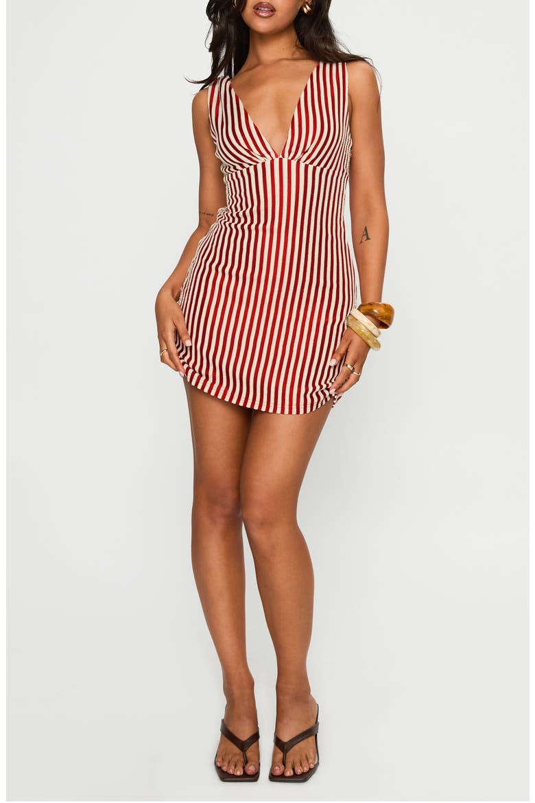 Daphney Stripe Minidress, Main, color, RED / CREAM
