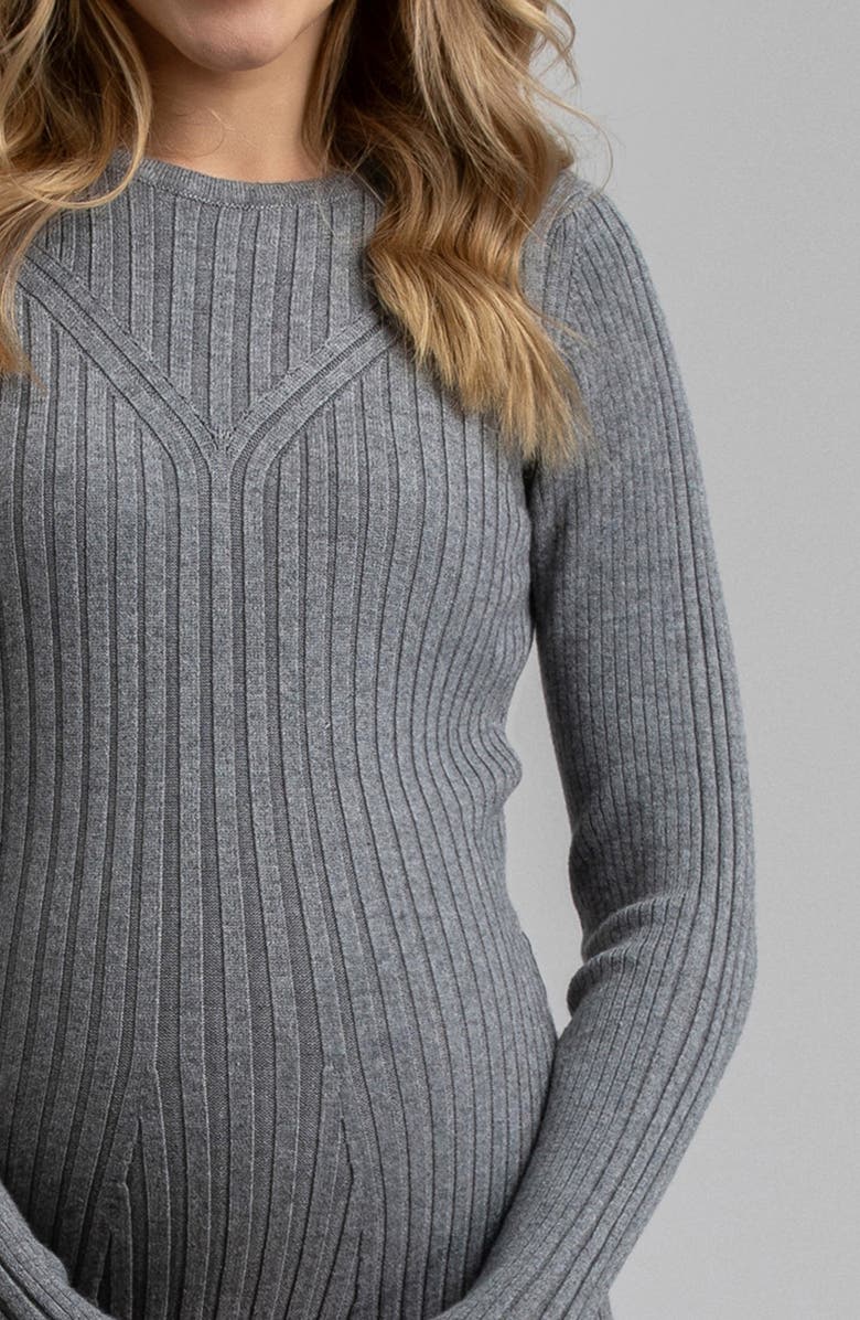 PIETRO BRUNELLI MATERNITY Long Sleeve Rib Maternity Midi Sweater Dress, Alternate, color, Light/ Pastel Grey