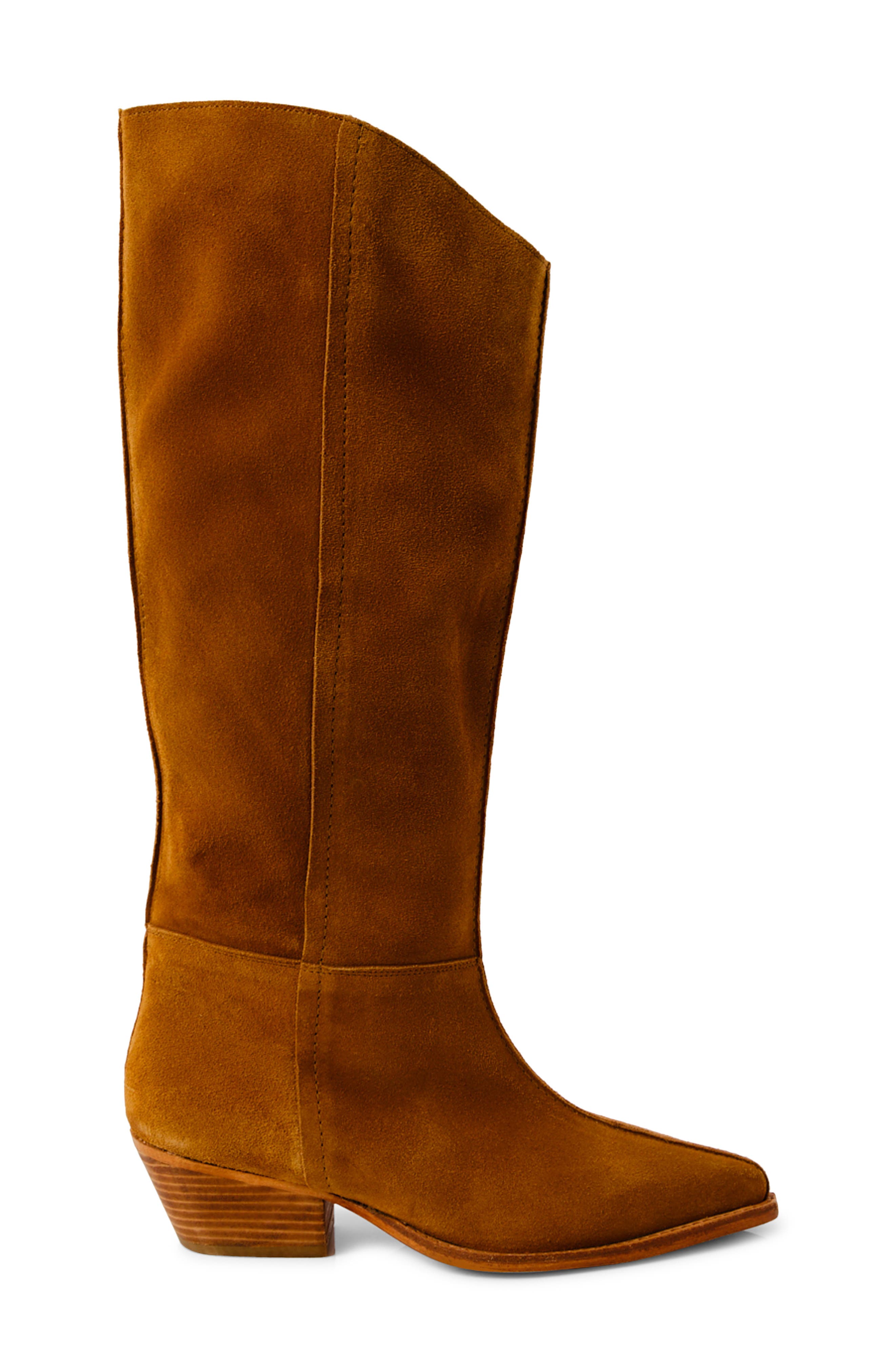 Free People Sway Knee High Boot, Alternate, color, Burnt Caramel Suede