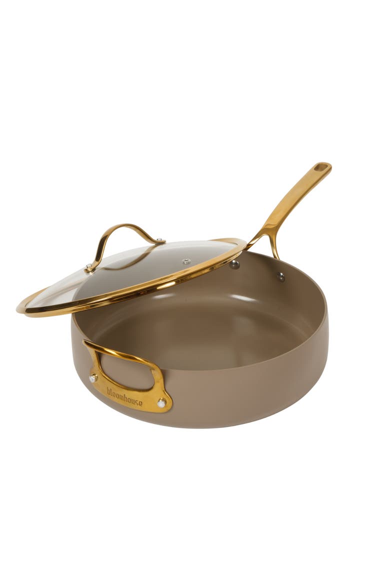 Aluminum Ceramic Nonstick Saute Pan with Lid, Alternate, color, Cappuccino Cream