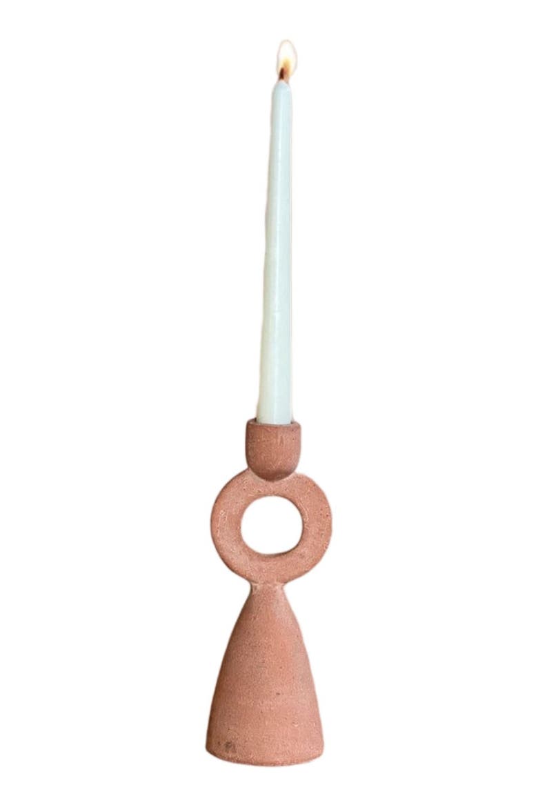 Azu Candle Holder, Main, color, Brown