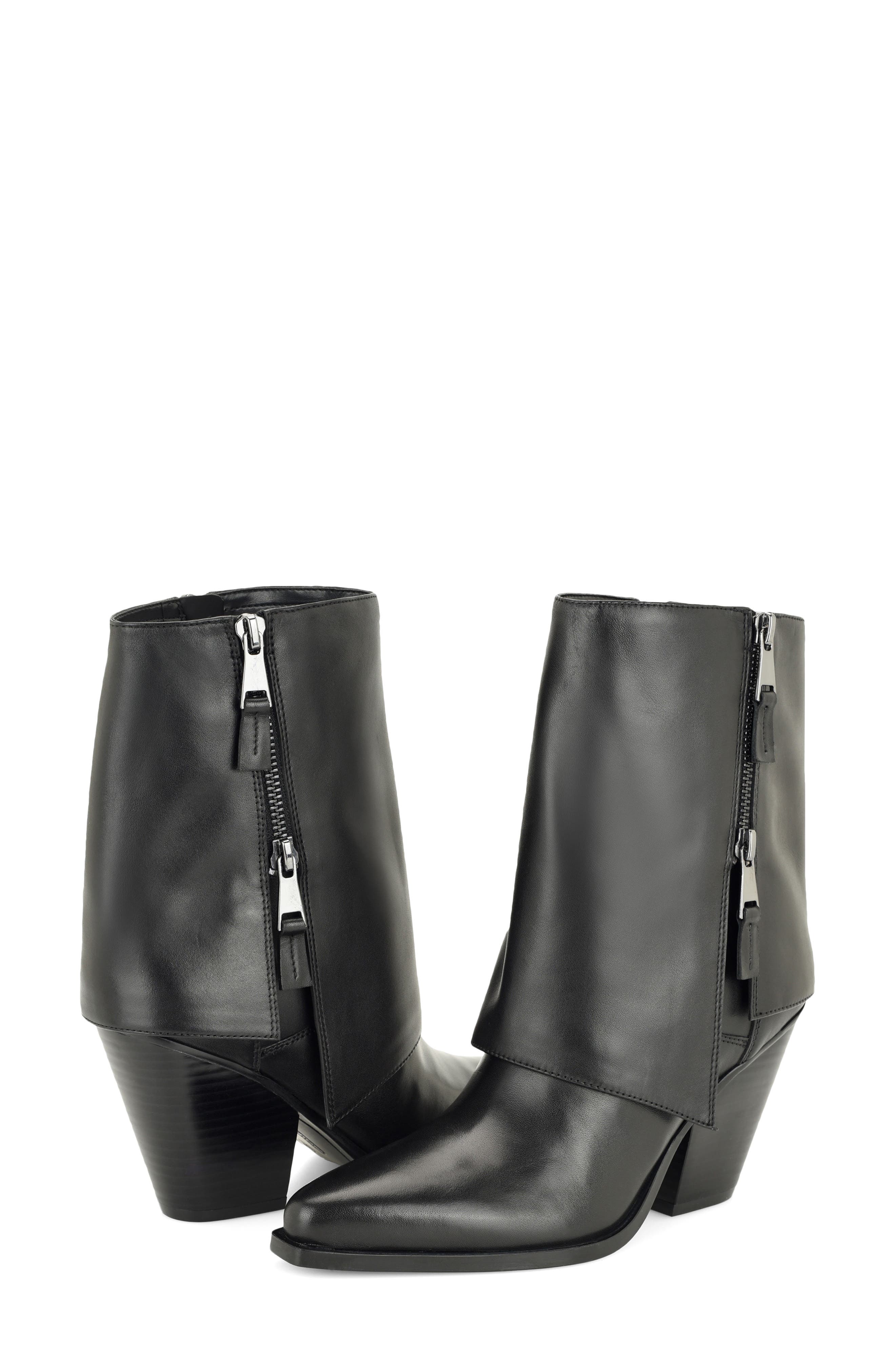 Umberto Pointed Toe Leather Bootie, Alternate, color, BLK01