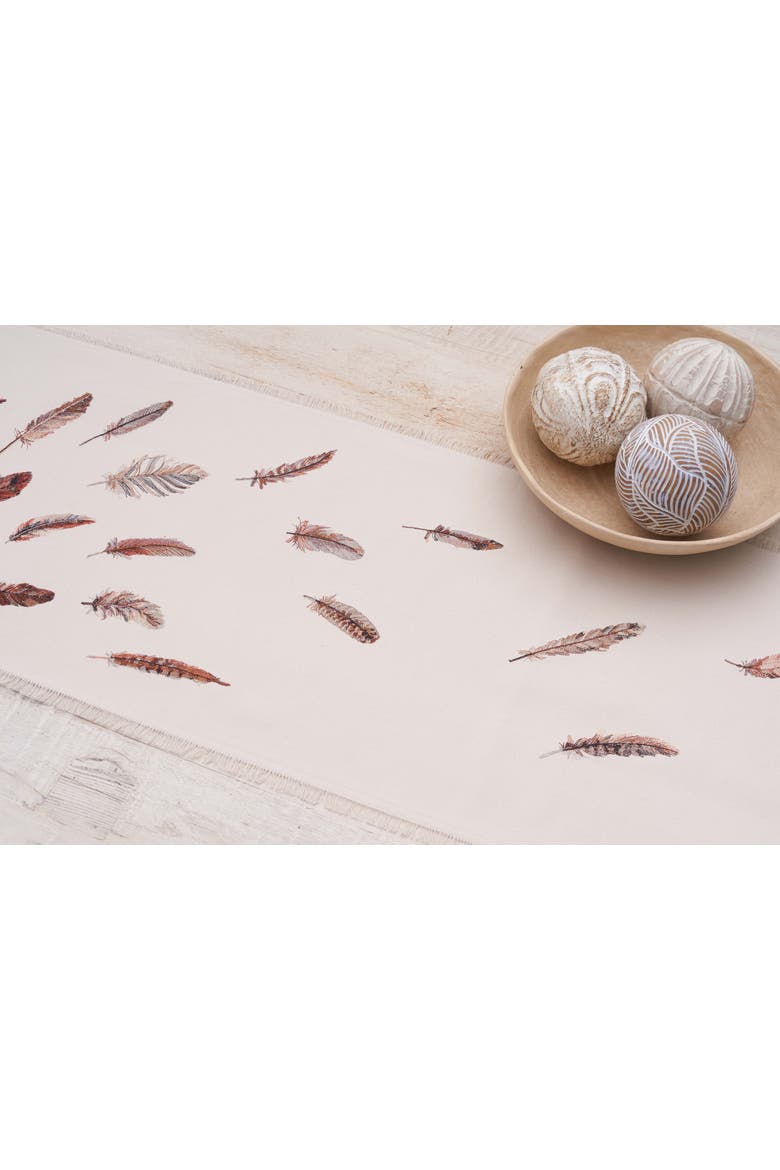 Feather Pattern Table Runner  14" x 72", Alternate, color, Beige